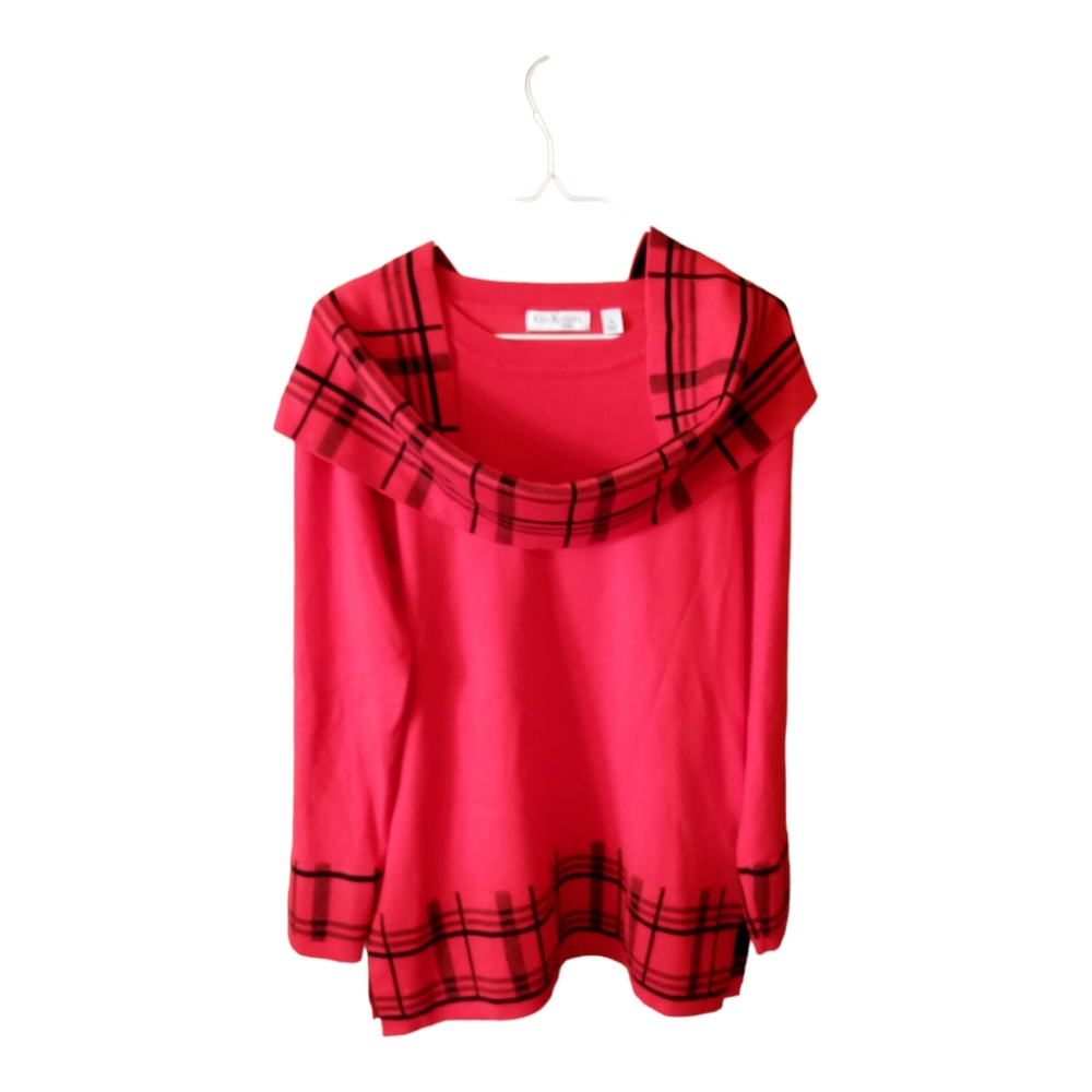 Kim Rogers Red Sweater removable scarf set  Petite Large